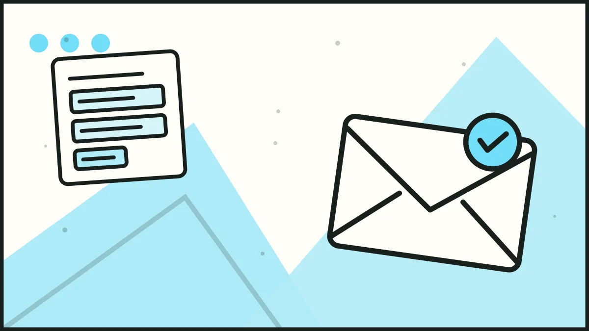 A confirmed email envelope beside a web form, illustrating quality assurance.