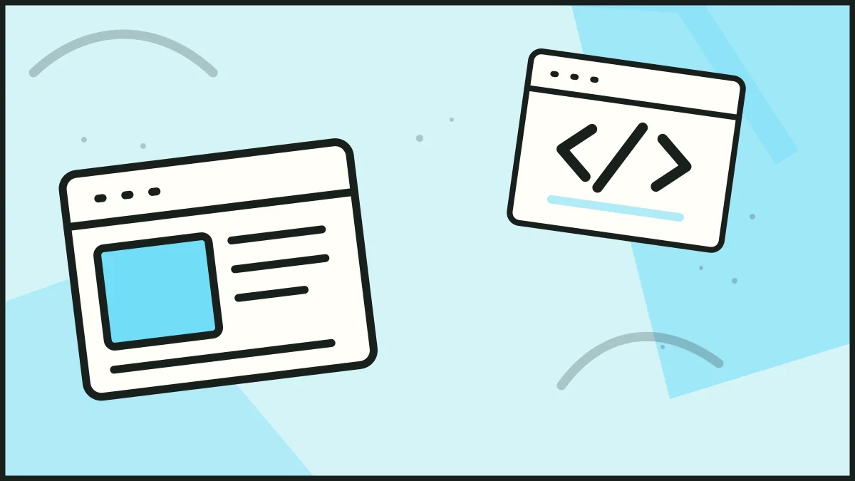 A browser page beside code brackets in a browser, illustrating accessibility.